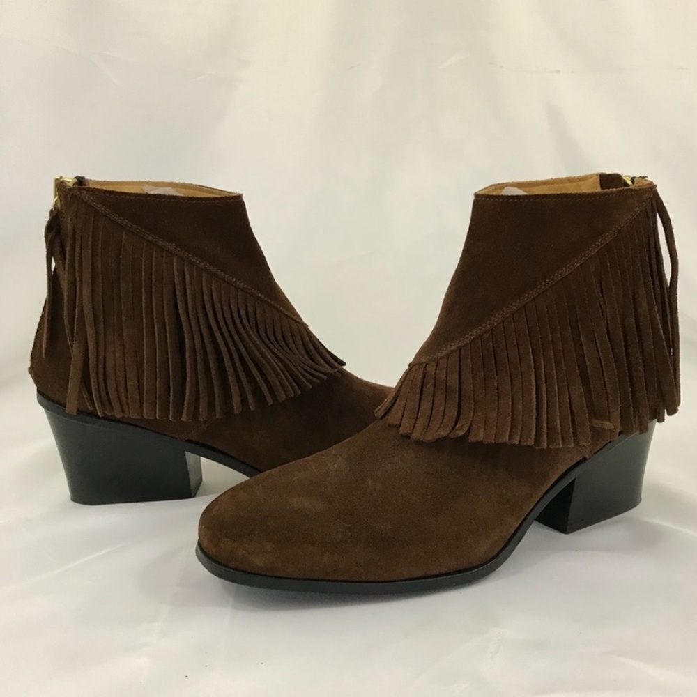 Buttero Brown Fringe Suede Ankle Boots Size 8